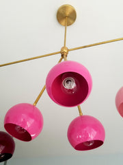 pink ombre modern chandelier for dining room playroom decor or nursery decor stilnovo italian midcentury inspired pink ombre and raw brass hardware details