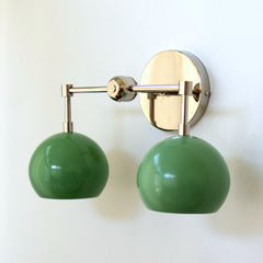 two light pastel green and chrome two light wall sconce