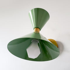 retro green & Brass mid century modern inspired wall sconce
