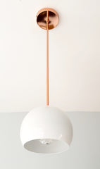 polished copper and white pendant lighting globe midcentury modern inspired