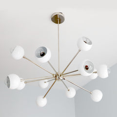 White and Chrome Sputnik Style chandelier