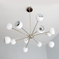 White and Chrome mid century modern sputnik style chandelier