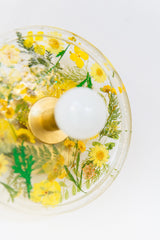Yellow flowers modern wall sconce or flushmount ceiling light
