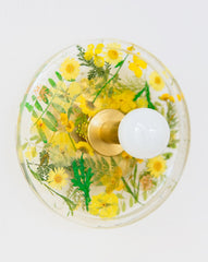 Yellow flowers and green leaves wall sconce or flush mount ceiling light