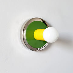 Yellow and green colorful wall sconce or flush mount ceiling fixture by Sazerac Stitches