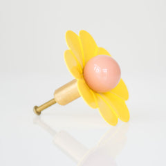 Yellow and peach daisy drawer pull by Sazerac stitches
