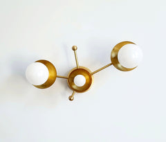 Zodiac lighting star constellation mid century modern industrial wall sconce flushmount ceiling light fixture brass finish astrology inspired