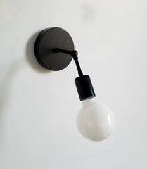 all black modern wall sconce shelf lighting adjustable light fixture industrial midcentury inspired