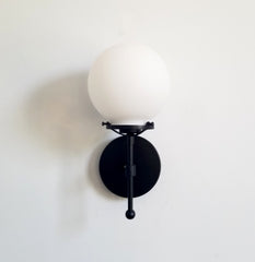 white and matte black modern wall sconce bathroom lighting