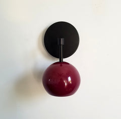 black cherry marroon and black wall sconce jewel tones modern victorian minimalism midcentury modern colorful wall sconce vanity lighting