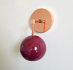 black cherry and copper mid century modern wall sconce bathroom lighting nursery decor