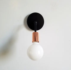 copper and black modern wall sconce shelf lighting adjustable light fixture industrial midcentury inspired bathroom vanity lighting