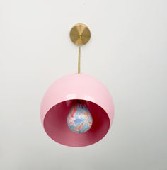 Light Pink and brass mid century inspired pendant light