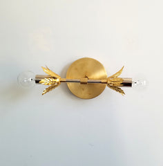 brass and chrome modern wall sconce botanical flower leaves modern lighting