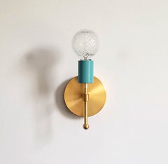 brass and turquoise wall sconce lighting light fixture midcentury modern