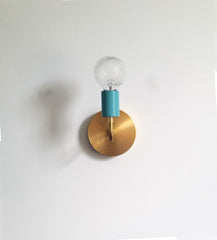 brass and turquoise wall lighting sconce mid century modern