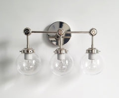 modern bathroom wall sconce chrome with clear shades
