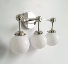 chrome three light wall light white shades