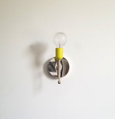 Chrome and Chartreuse bright yellow wall sconce single light modern