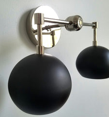 modern wall sconce eyeball shades black and chrome