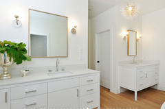 white bathroom renovation chrome sconces sazerac stitches