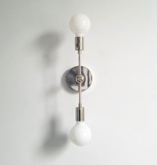 Chrome 2 light wall sconce public belt