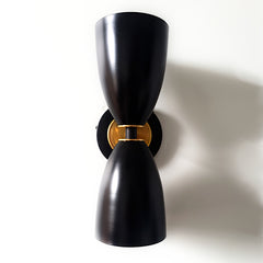 Black and Gold Art deco lighting two light wall sconce bathroom wall sconce vertical orientation