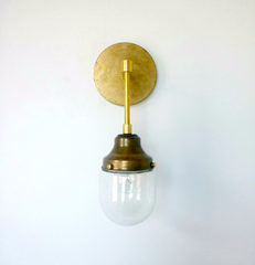 modern brass single sconce with glass sazerac stitches bathroom remodel