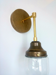 modern brass single sconce with glass sazerac stitches bathroom remodel