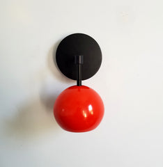 black and poppy orange modern colorful wall sconce vanity lighting childrens bedroom decor task lighting