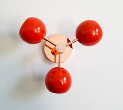 flame orange and copper modern wall sconce flushmount ceiling light mid century modern pop art light fixture