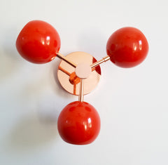 flame orange and copper wall sconce flushmount ceiling light mid century modern pop art light fixture