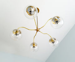 modern brass and glass chandelier