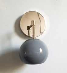 grey and chrome modern bathroom sconce sazerac stitches eyeball shade wall sconce