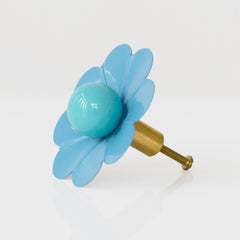 light blue and pastel teal floral drawer pull
