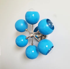 bright blue and chrome sconce ceiling fixture mid-century style home decor