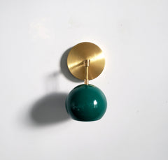 Brass and emerald green wall sconce mid century modern lighting accent light
