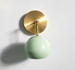 brass and mint single light wall sconce accent lighting midcentury inspired eyeball globe shade