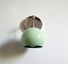 chrome and mint green single light wall sconce color lighting modern design vanity bathroom light fixture bedside sconce