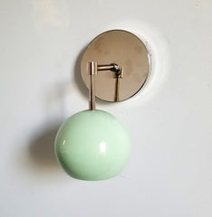 chrome and mint green single light wall sconce color lighting modern design vanity bathroom light fixture bedside sconce