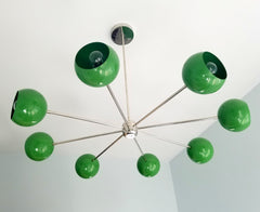 bright green and chrome modern eyeball shade italian midcentury inspired nursery decor bright lighting colorful design contemporary modern minimalism