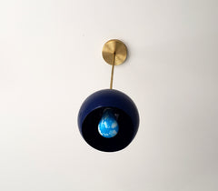 navy and brass modern globe pendant mid century modern style