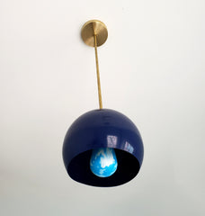 navy and brass modern globe pendant mid century modern style