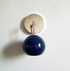 navy and chrome modern eyeball shade wall lighting sconce task lamp bedside lighting nursery decor