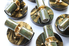 Olive Green, Black, & Gold Marbled Small Thalia Sconces