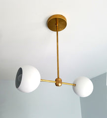 modern white and brass globe shade pendant light small chandelier