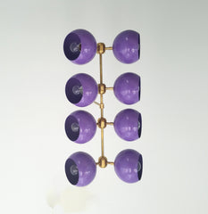 orchid purple and brass modern chandelier with italian mid century inspired design colorful light fixture for nursery or childrens room decor