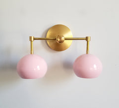 pink and brass two light mid century style sconce nursery decor lighting