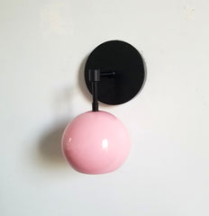 matte black and blush pink wall sconce modern nursery decor bathroom lighting light fixture millennial pink
