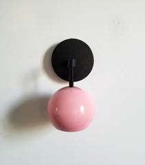 matte black and blush pink wall sconce modern nursery decor bathroom lighting light fixture millennial pink